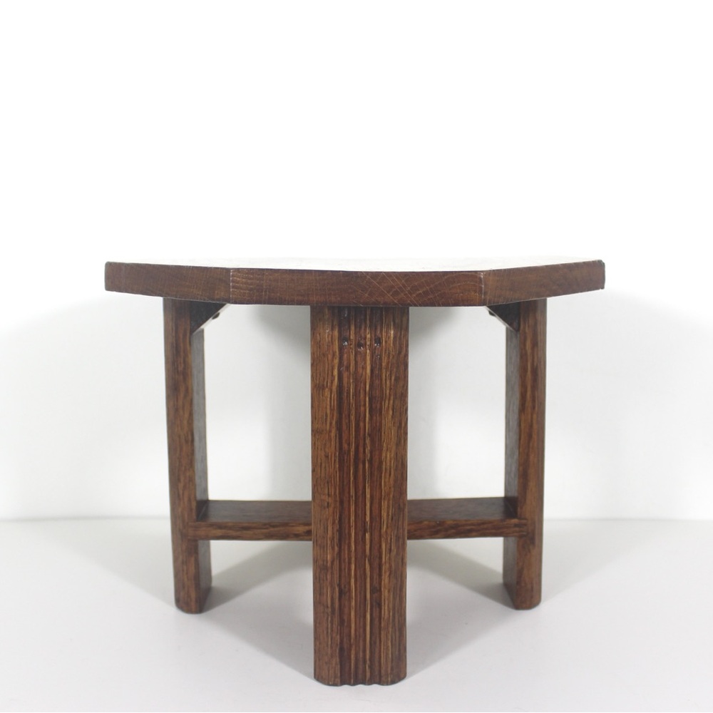 Vintage Oak Wood Octagonal Stool or Plant Stand - Picture 13 of 14